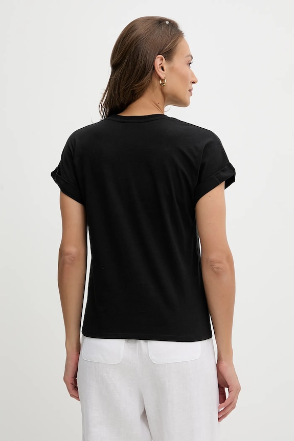 Ρούχα Βαμβακερό μπλουζάκι Tommy Hilfiger WW0WW47157 μαύρο