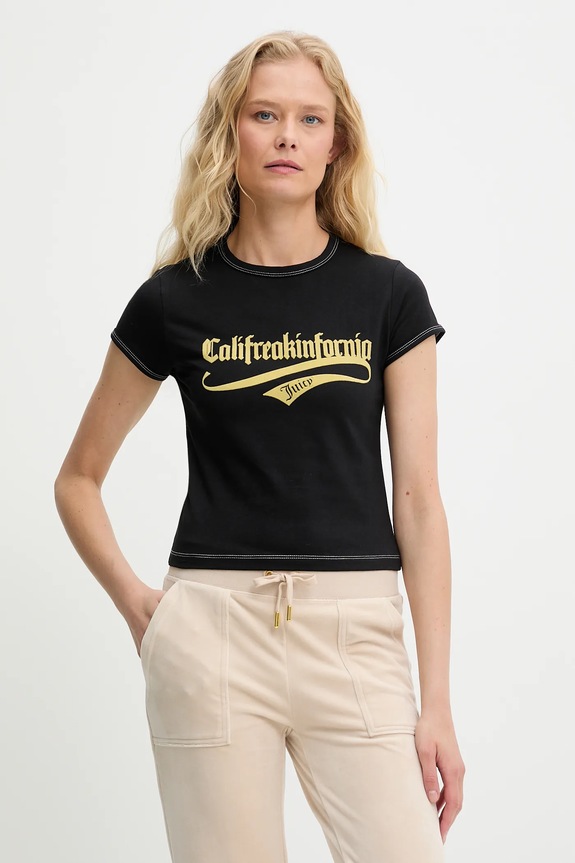 Juicy Couture tricou CALIFREAKINFORNIA BABY T-SHIRT print negru JCNCT225460