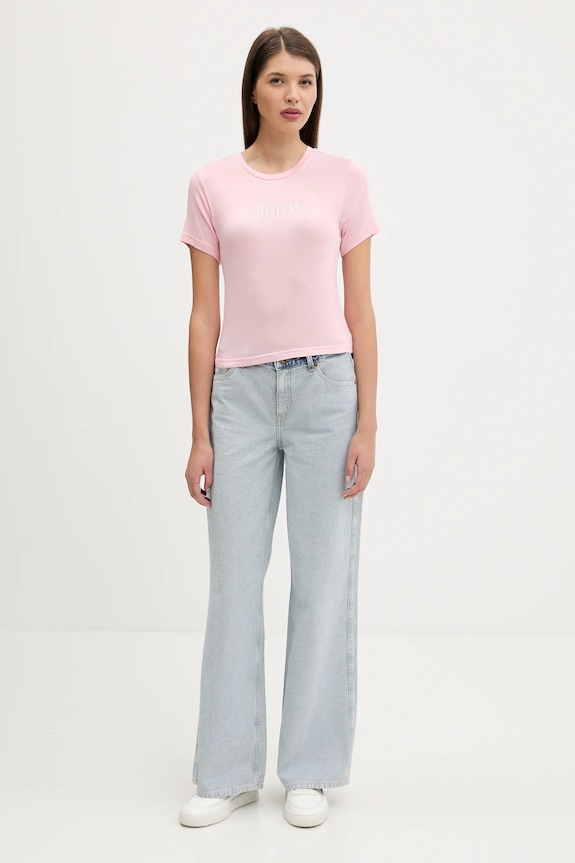 Tričko Juicy Couture SHEER FITTED TEE JCWCT225301 ružová AW25