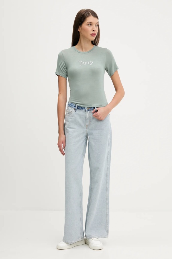 Тениска Juicy Couture SHEER FITTED TEE JCWCT225301 зелен AW25