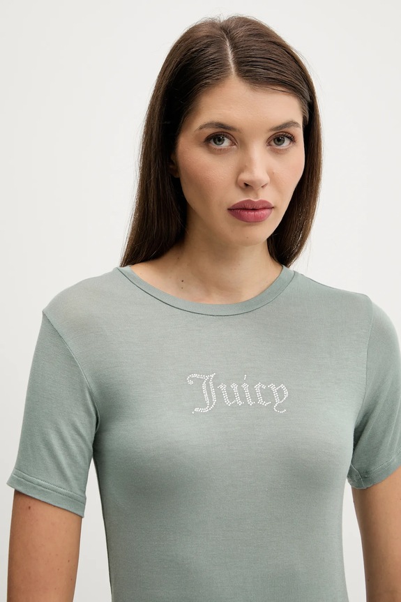 Тениска Juicy Couture SHEER FITTED TEE зелен JCWCT225301