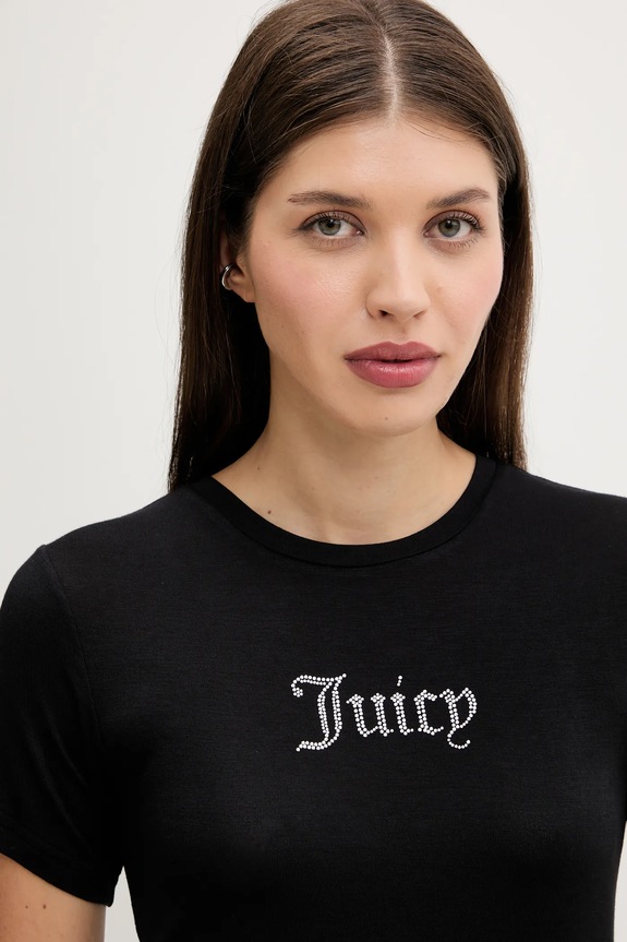 Juicy Couture tricou SHEER FITTED TEE negru JCWCT225301