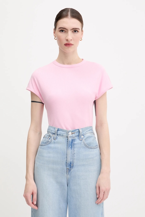 Tommy Hilfiger t-shirt z elastanem różowy WW0WW45731