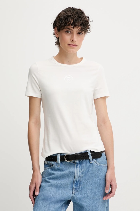 Tričko Tommy Hilfiger potlač biela WW0WW45809
