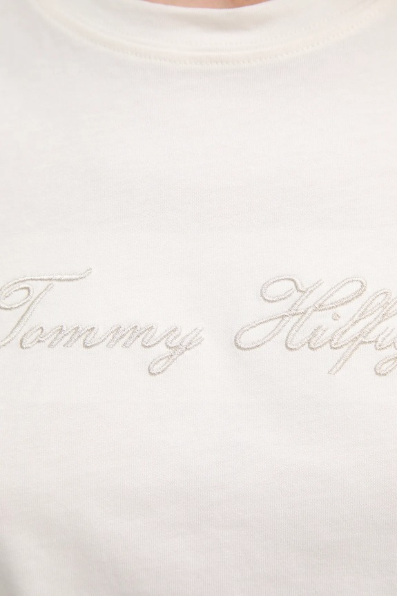 Bavlnené tričko Tommy Hilfiger WW0WW47210 béžová