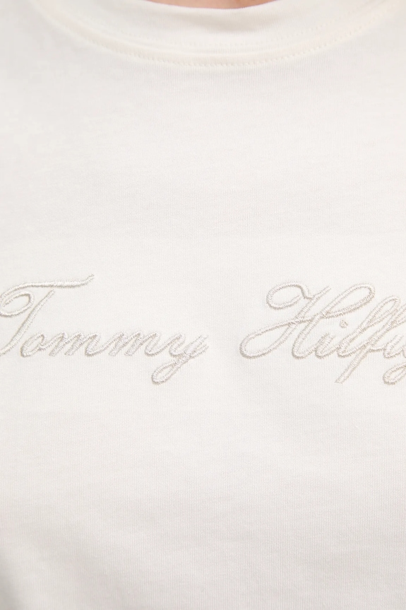 Bavlnené tričko Tommy Hilfiger WW0WW47210 béžová