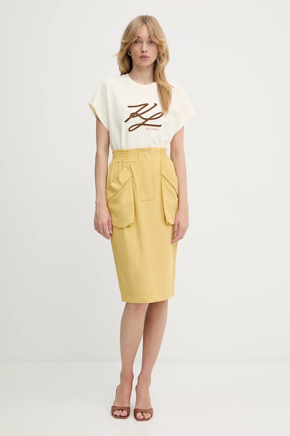 Karl Lagerfeld tricou din bumbac A3W17014 bej AW25