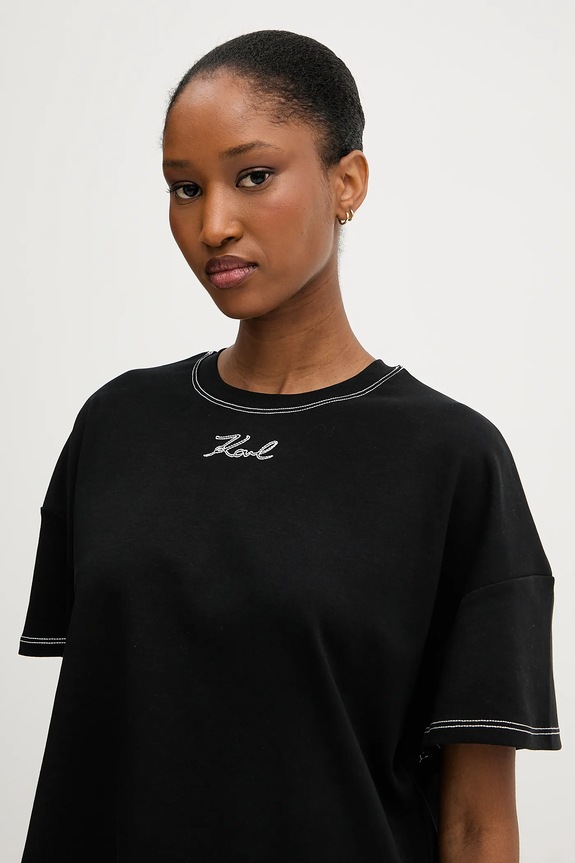 Karl Lagerfeld t-shirt bawełniany czarny A3W17019