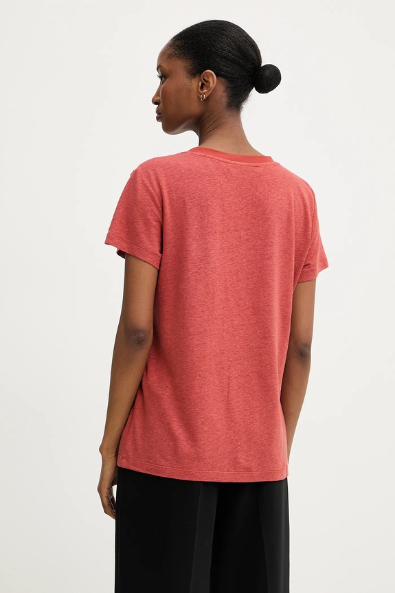 Karl Lagerfeld t-shirt lniany A3W17070 pomarańczowy AW25