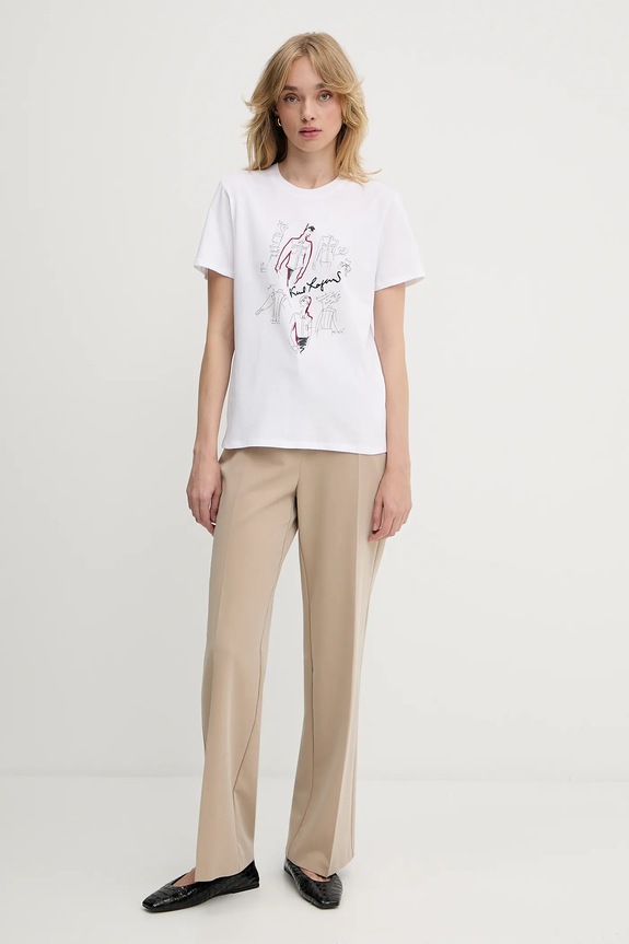 Bavlnené tričko Karl Lagerfeld A3W17099 biela AW25