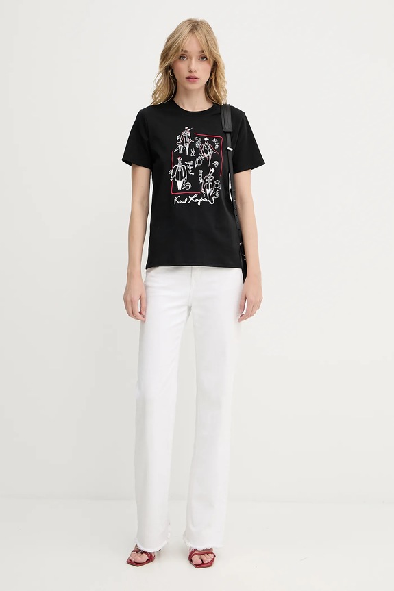 Bavlnené tričko Karl Lagerfeld A3W17099 čierna AW25