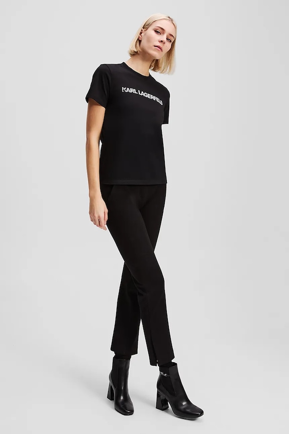 Bavlnené tričko Karl Lagerfeld ELONGATED LOGO čierna A3W17102