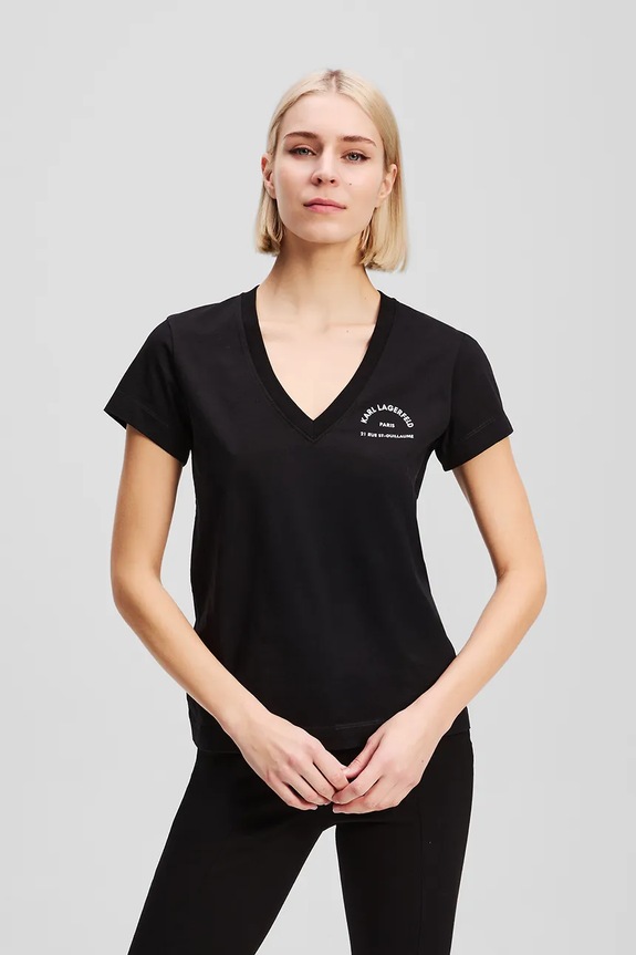 Karl Lagerfeld t-shirt bawełniany bawełna czarny A3W17104