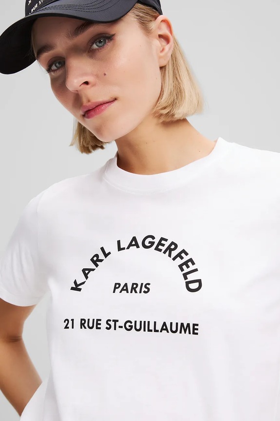 Oblečenie Bavlnené tričko Karl Lagerfeld A3W17105 biela