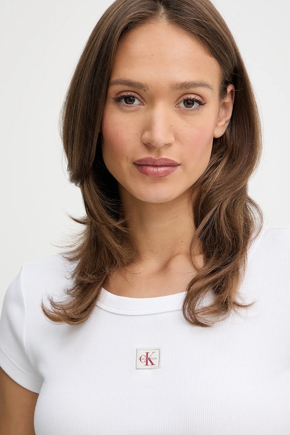 Ρούχα Calvin Klein Jeans t-shirt γυναικείο LV047C200G λευκό