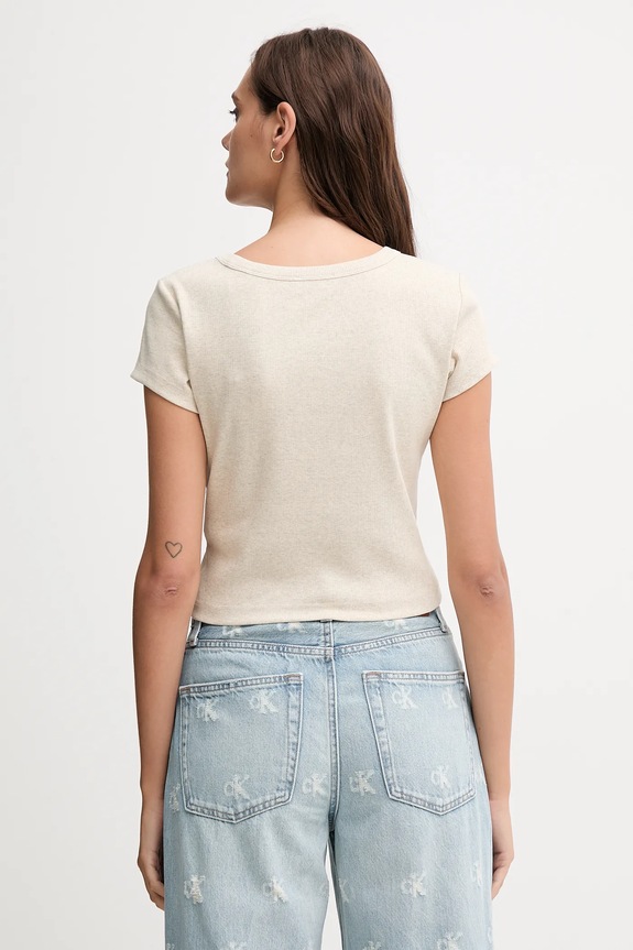 Oblečenie Calvin Klein Jeans tričko dámske LV047C200G béžová