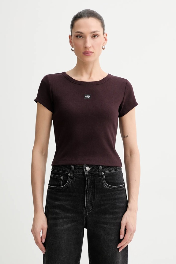 Calvin Klein Jeans тениска дамска кафяв LV047C200G
