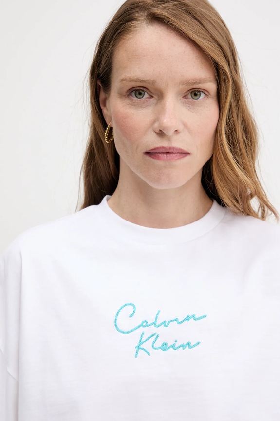 Calvin Klein Jeans t-shirt bawełniany biały LV047C202G