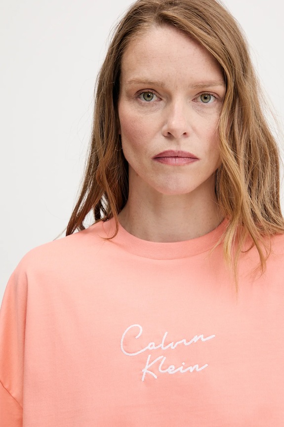 Calvin Klein Jeans t-shirt bawełniany pomarańczowy LV047C202G