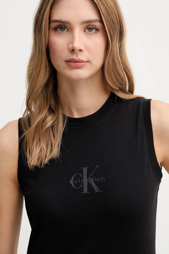 Βαμβακερό τοπ Calvin Klein Jeans μαύρο LV047C852G