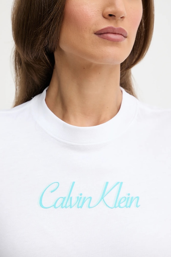 Βαμβακερό μπλουζάκι Calvin Klein Jeans λευκό LV047C854G