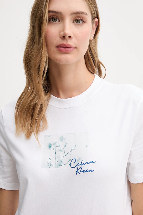 Bavlnené tričko Calvin Klein Jeans biela LV047C855G