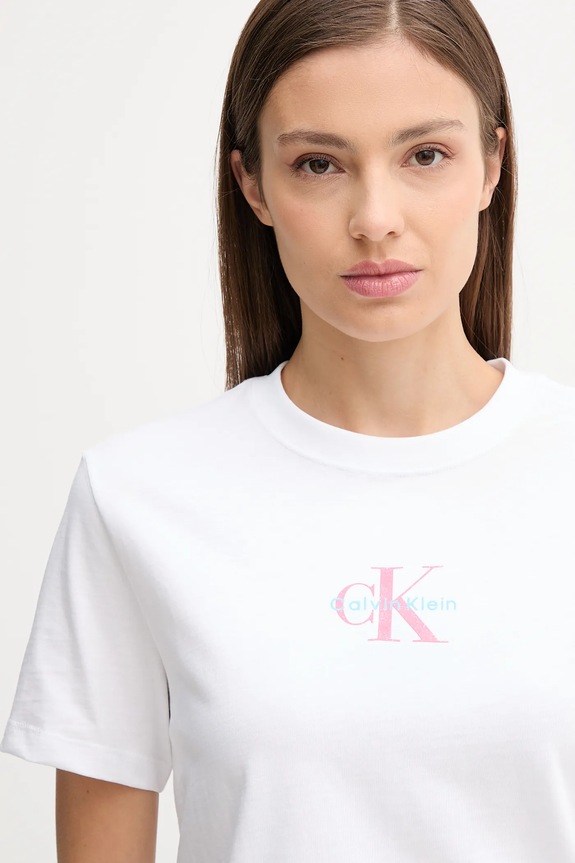 Oblečení Bavlněné tričko Calvin Klein Jeans LV047C856G bílá
