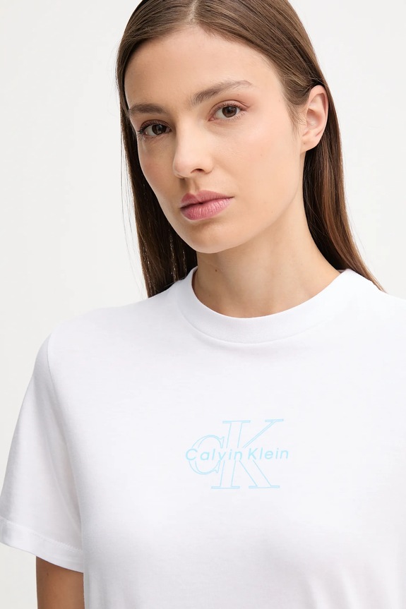 Oblačila Bombažna kratka majica Calvin Klein Jeans LV047C863G bela