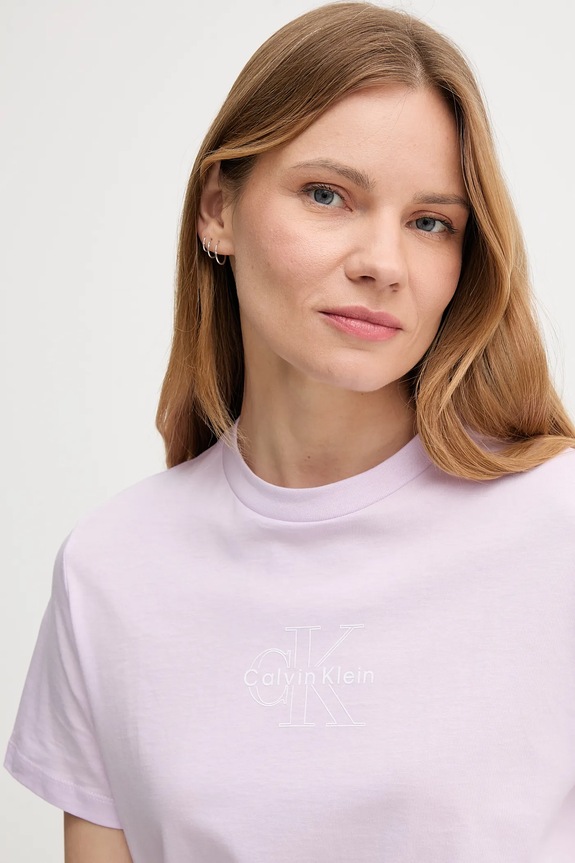 Odzież Calvin Klein Jeans t-shirt bawełniany LV047C863G fioletowy