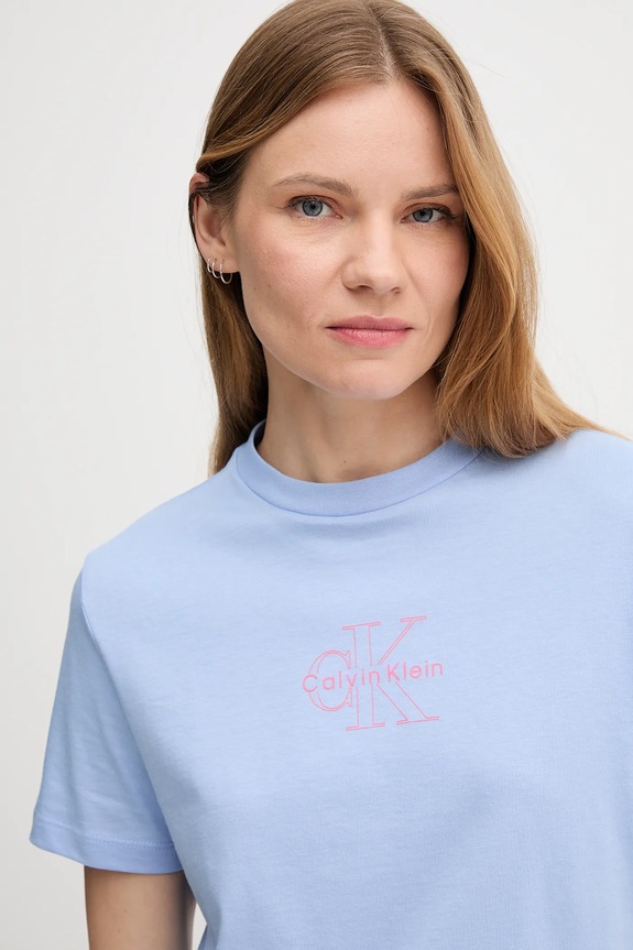 Oblečenie Bavlnené tričko Calvin Klein Jeans LV047C863G modrá