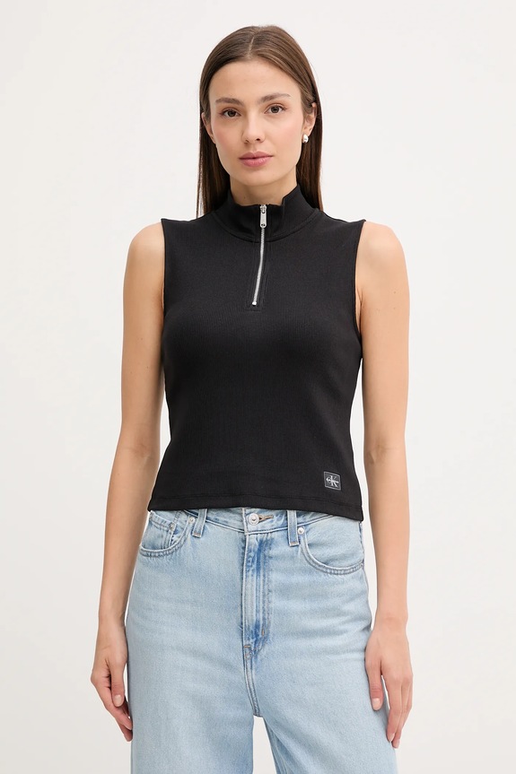 Top Calvin Klein Jeans Z elastanom črna LV047C909G
