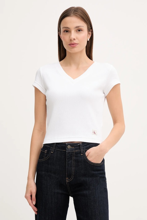 Μπλουζάκι Calvin Klein Jeans slim λευκό LV047C910G