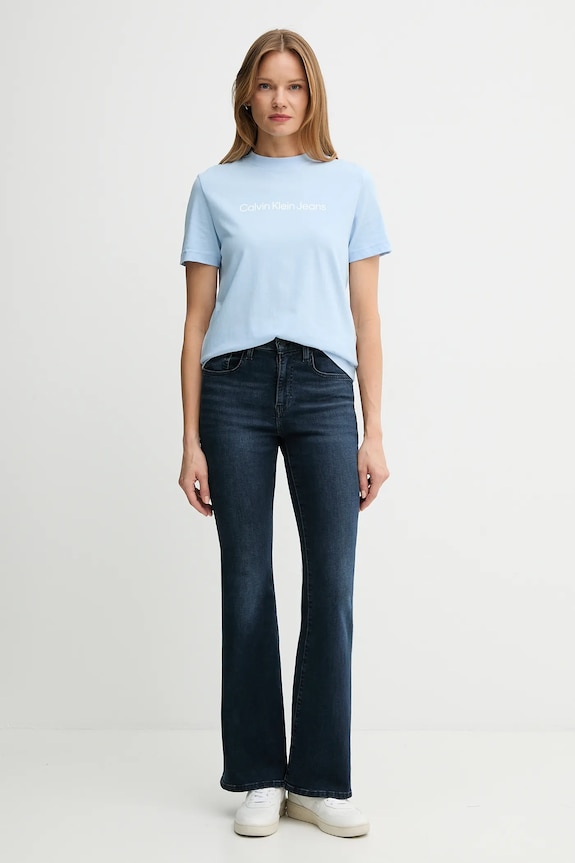 Calvin Klein Jeans t-shirt damski bawełniany LV047C912G niebieski SS26