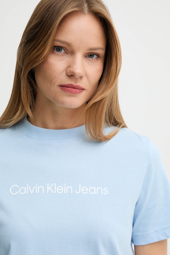 Calvin Klein Jeans t-shirt damski bawełniany niebieski LV047C912G