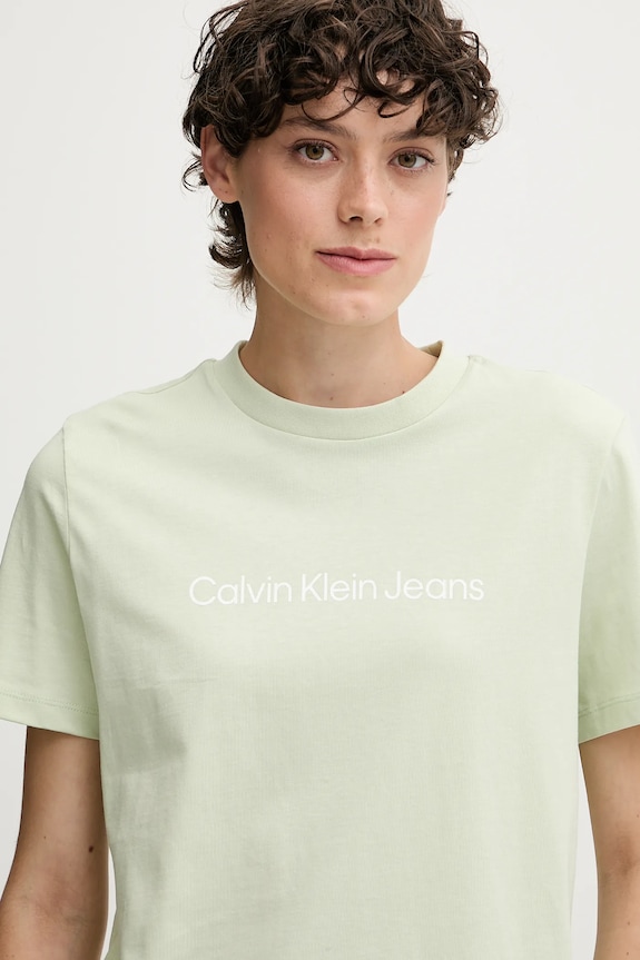Odzież Calvin Klein Jeans t-shirt damski bawełniany LV047C912G zielony