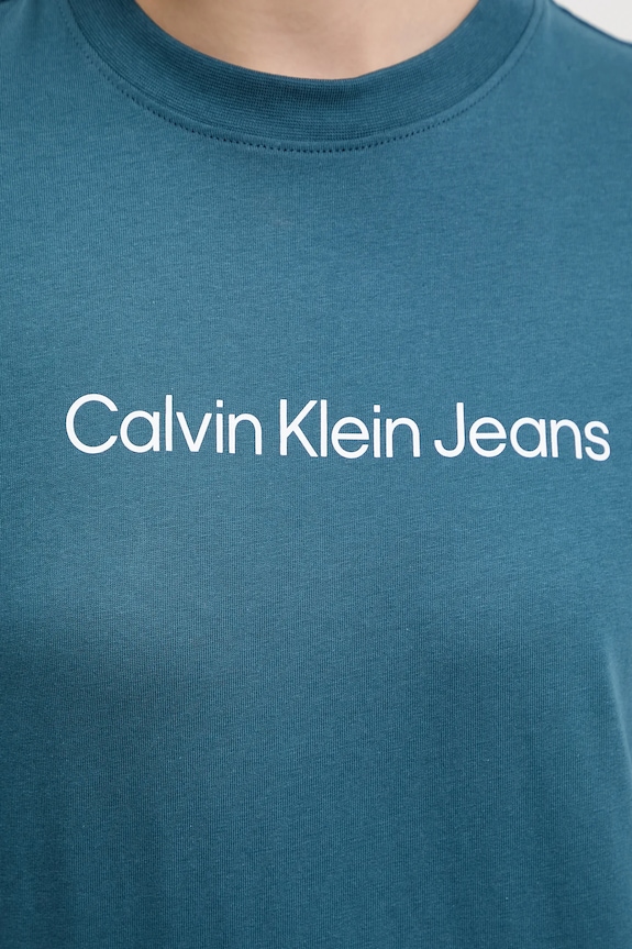 Calvin Klein Jeans t-shirt damski bawełniany LV047C912G turkusowy