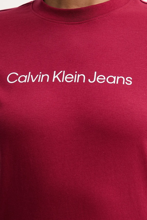 Calvin Klein Jeans t-shirt damski bawełniany LV047C912G bordowy