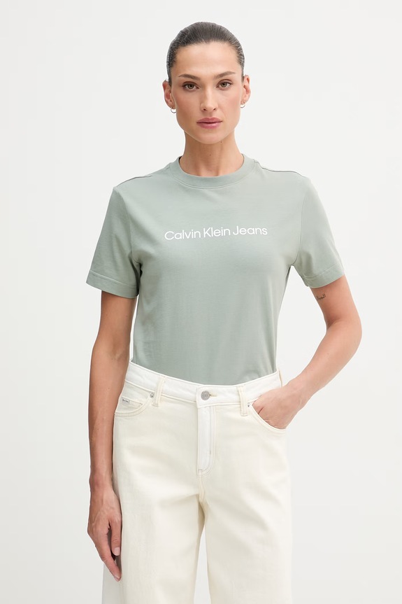 Calvin Klein Jeans t-shirt damski bawełniany zielony LV047C912G