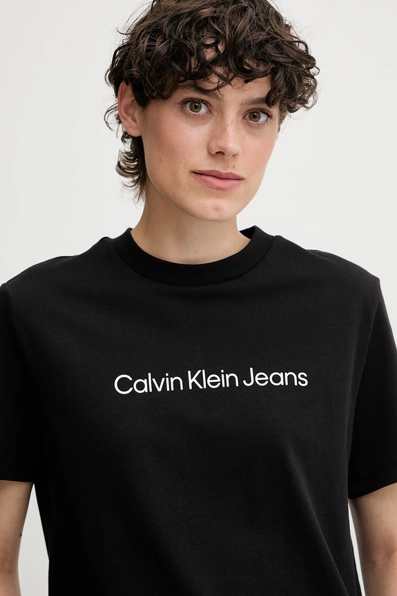 Odzież Calvin Klein Jeans t-shirt damski bawełniany LV047C912G czarny