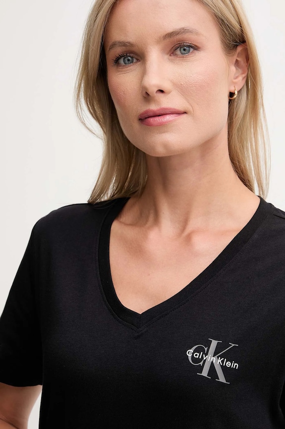 Calvin Klein Jeans tricou de damă de bumbac pachet de 2 negru LV047C906G