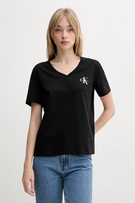 Calvin Klein Jeans tricou femei din bumbac pachet de 2 LV047C906G negru SS26