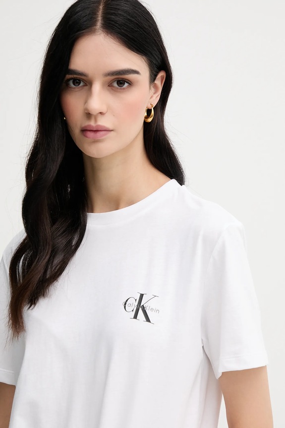 Îmbrăcăminte Calvin Klein Jeans tricou de damă din bumbac pachet de 2 LV047C905G alb