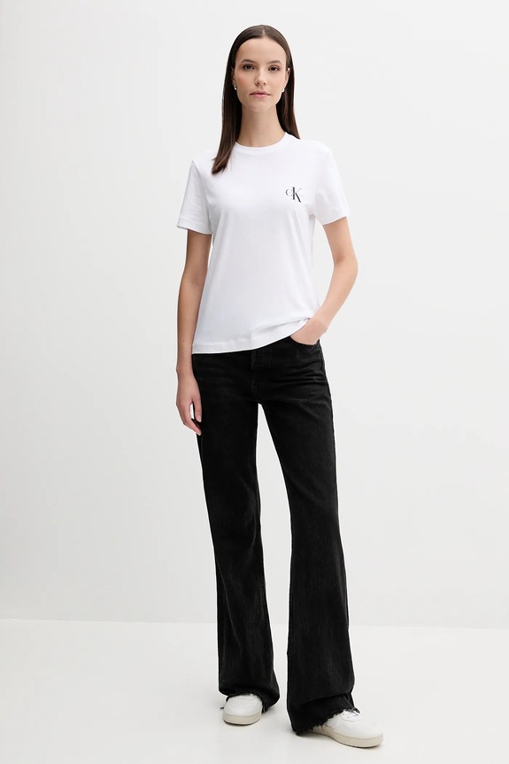 Îmbrăcăminte Calvin Klein Jeans tricou de damă de bumbac pachet de 2 LV047C905G portocaliu