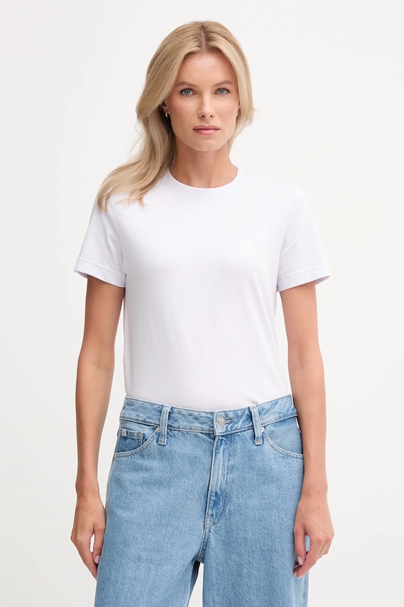 Calvin Klein Jeans basic tričko dámske bavlnené jednofarebný fialová LV047B224G