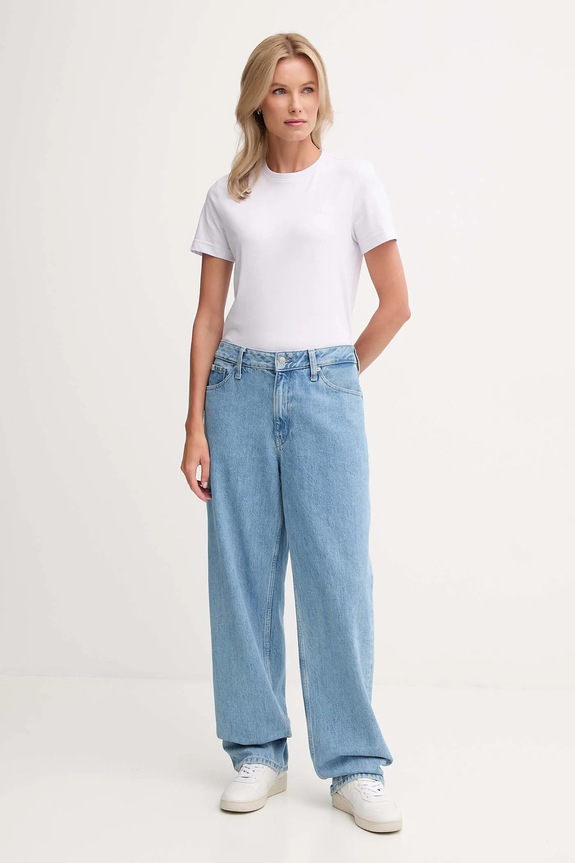 Calvin Klein Jeans basic tričko dámske bavlnené LV047B224G fialová SS26