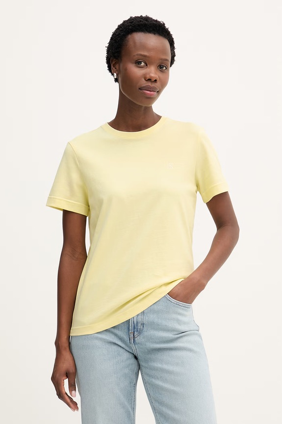 Calvin Klein Jeans basic tričko dámske bavlnené žltá LV047B224G
