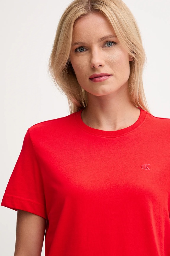 Calvin Klein Jeans basic tričko dámske bavlnené červená LV047B224G