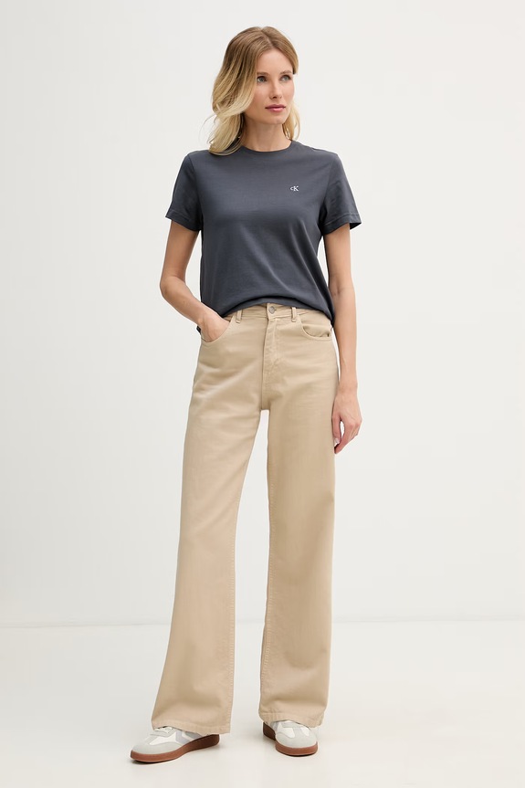 Calvin Klein Jeans tricou basic pentru femei, din bumbac LV047B224G gri SS26