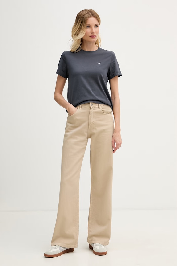 Calvin Klein Jeans t-shirt basic γυναικείο βαμβακερό LV047B224G γκρί SS26