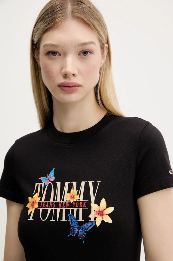 Tommy Jeans t-shirt bawełniany czarny DW0DW21340